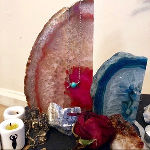 Triple Moon Goddess Turquoise Necklace